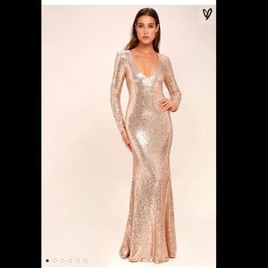 Rose Gold Sequin Gown, Size L